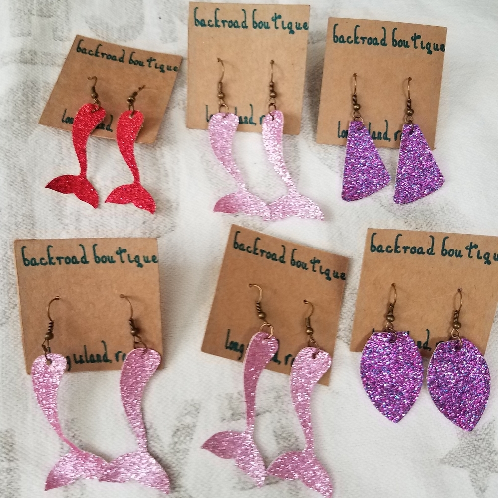 6 pairs Metallic glitter earrings bundle